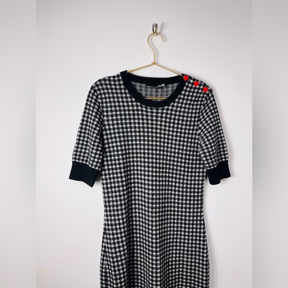 Love Moschino Red Heart Buttons Vichy Print Short Sleeve Dress - Picture 7 of 11